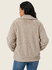 Zachte pluizige teddy damesjas met rits