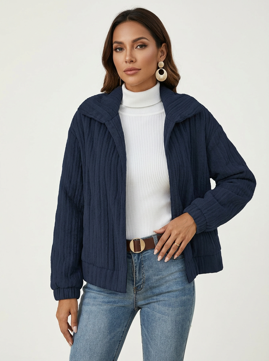 Zachte pluizige teddy damesjas met rits