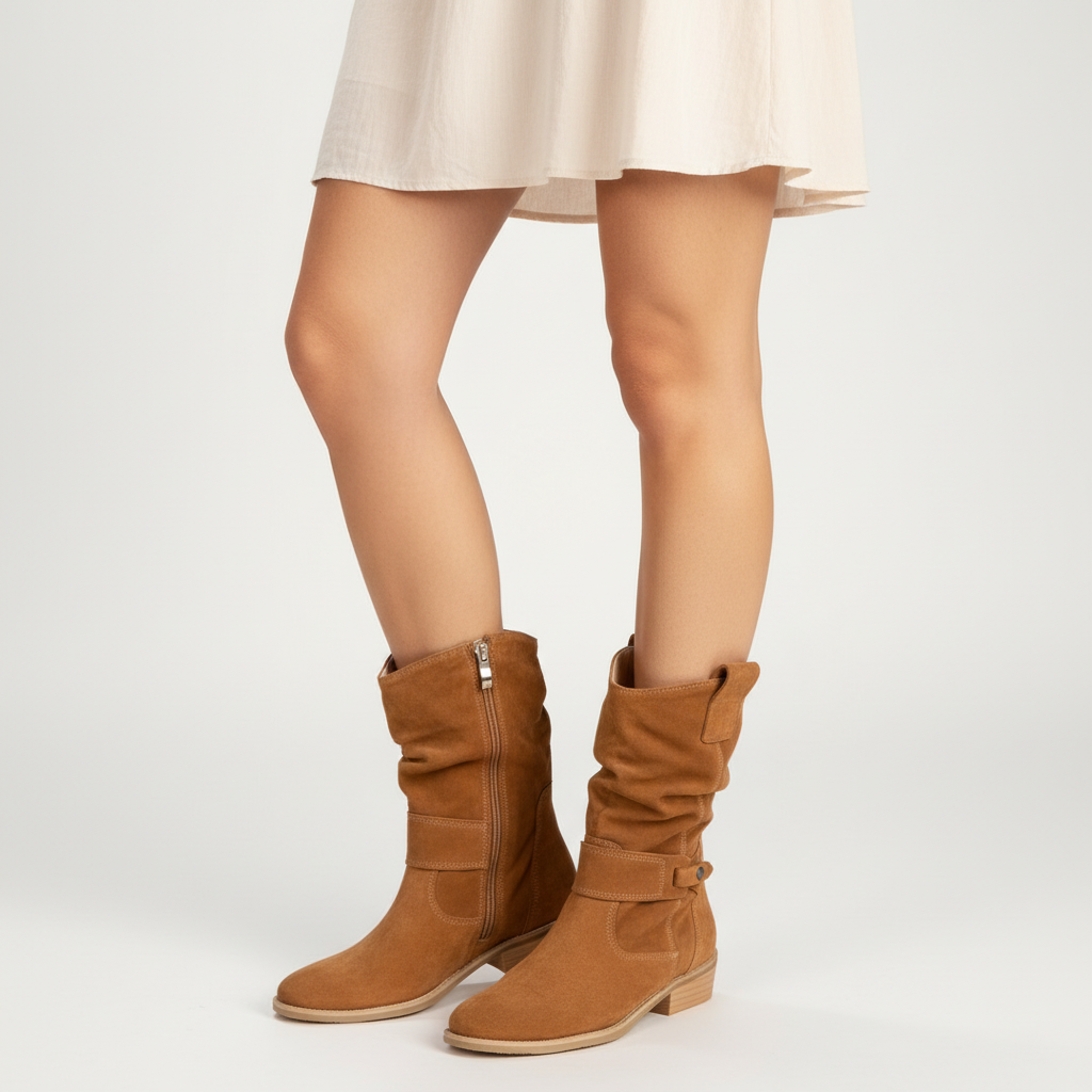 Zachte suède look enkellaarsjes met comfortabele pasvorm