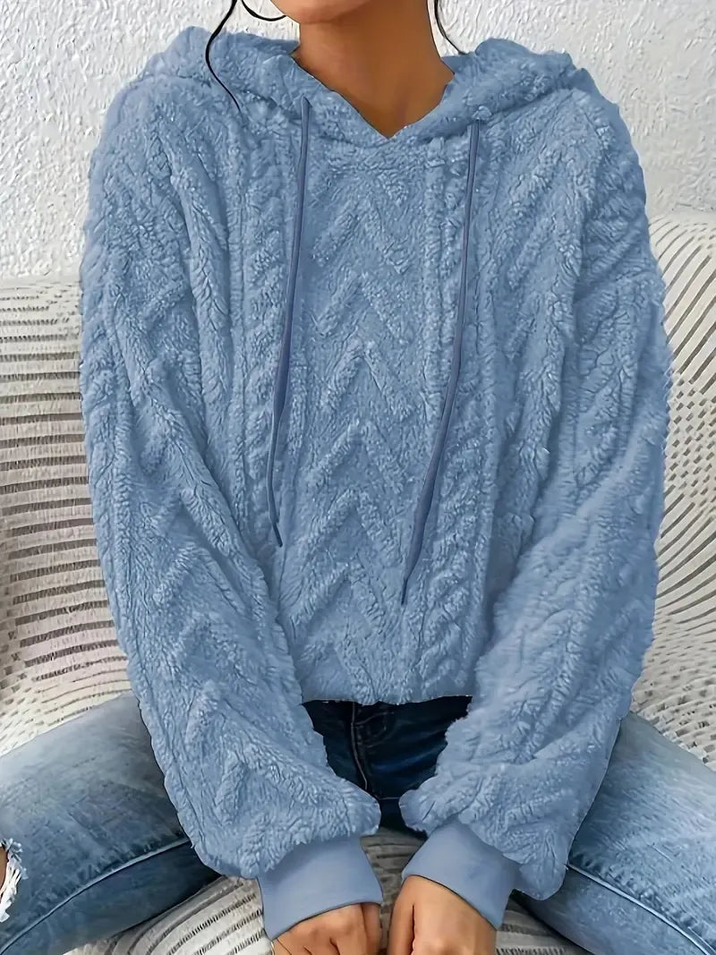 Zachte teddy dames hoodie met structuur – Elyse