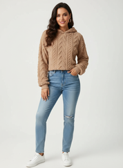 Zachte teddy dames hoodie met structuur – Elyse