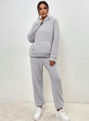 Zachte teddy dames lounge set met hoodie – Lieve