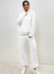 Zachte teddy dames lounge set met hoodie – Lieve