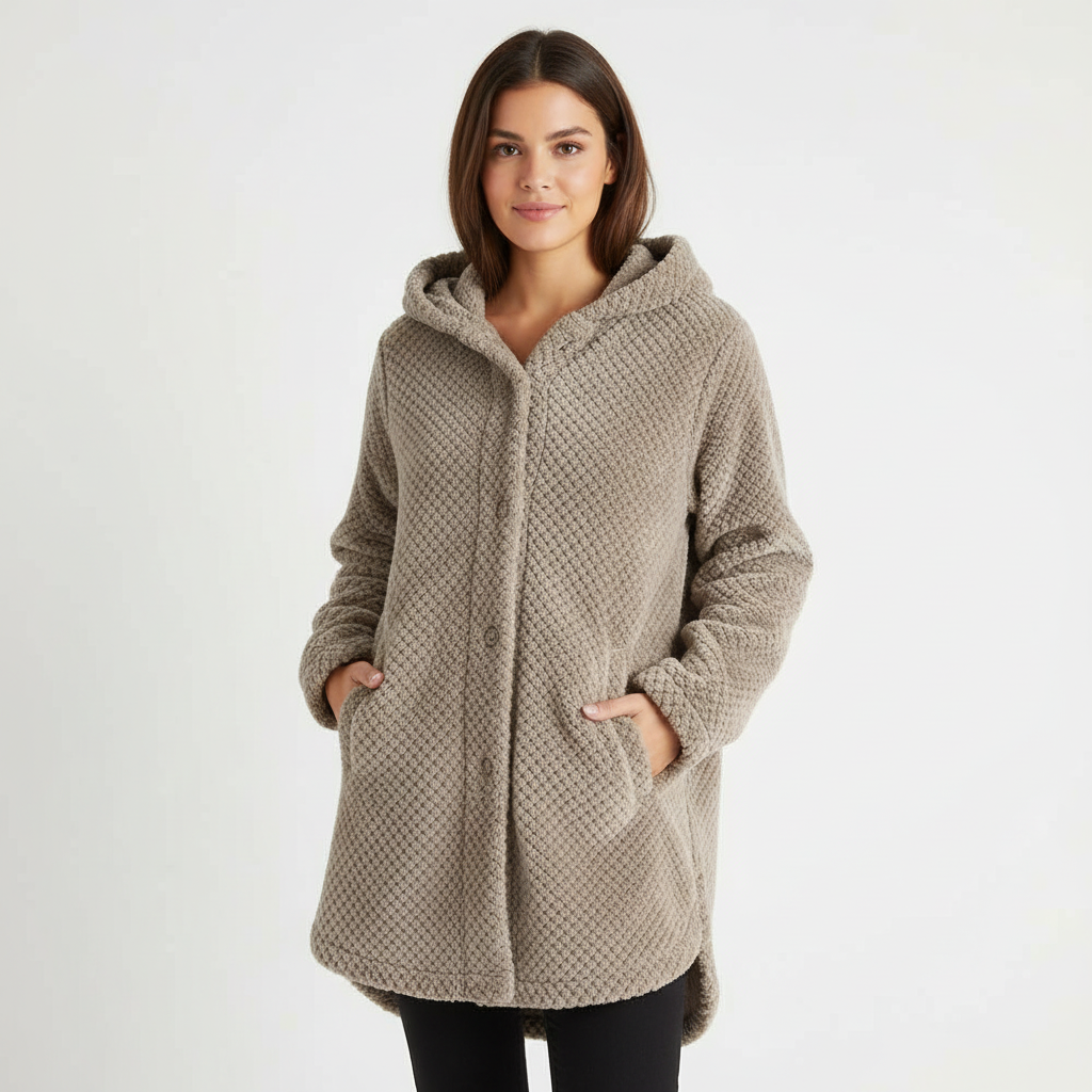 Zachte teddy fleece jas met capuchon dames – Selène