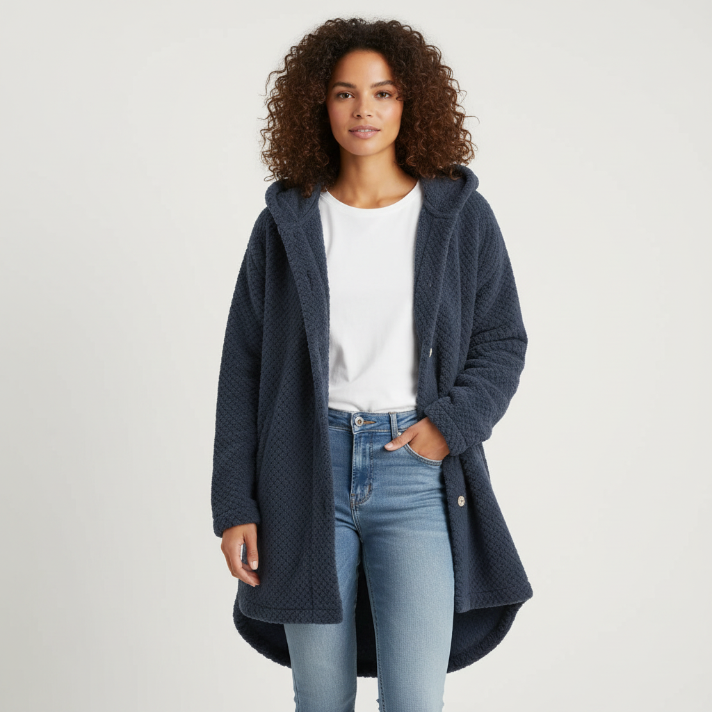 Zachte teddy fleece jas met capuchon dames – Selène