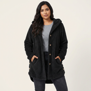 Zachte teddy fleece jas met capuchon dames – Selène