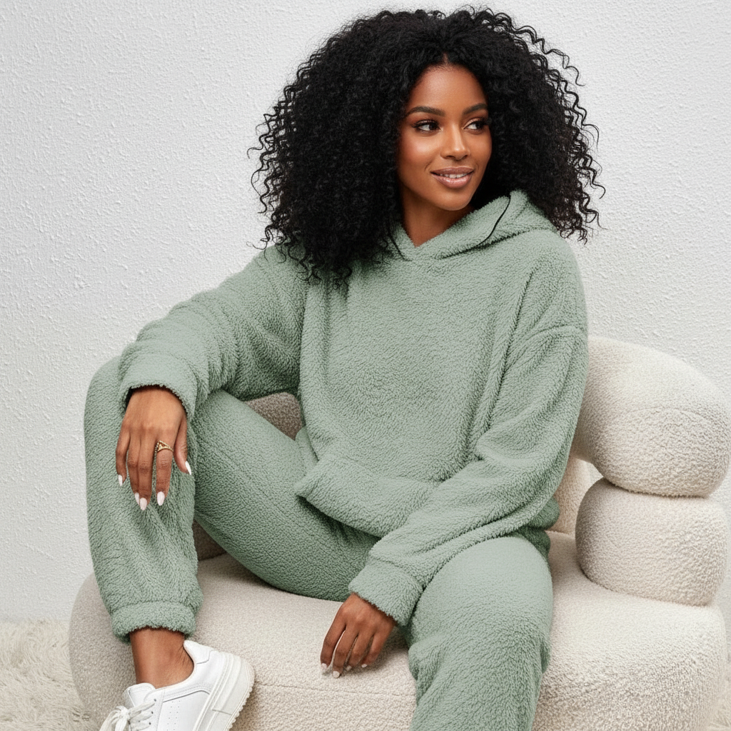 Zachte teddy lounge set voor dames – Elin