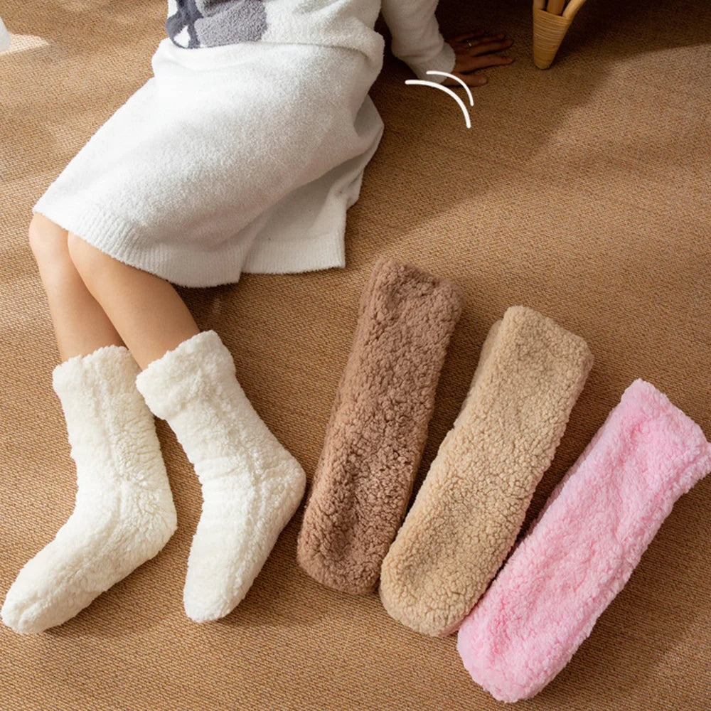 Zachte teddy pantoffelsokken dames – Elodie
