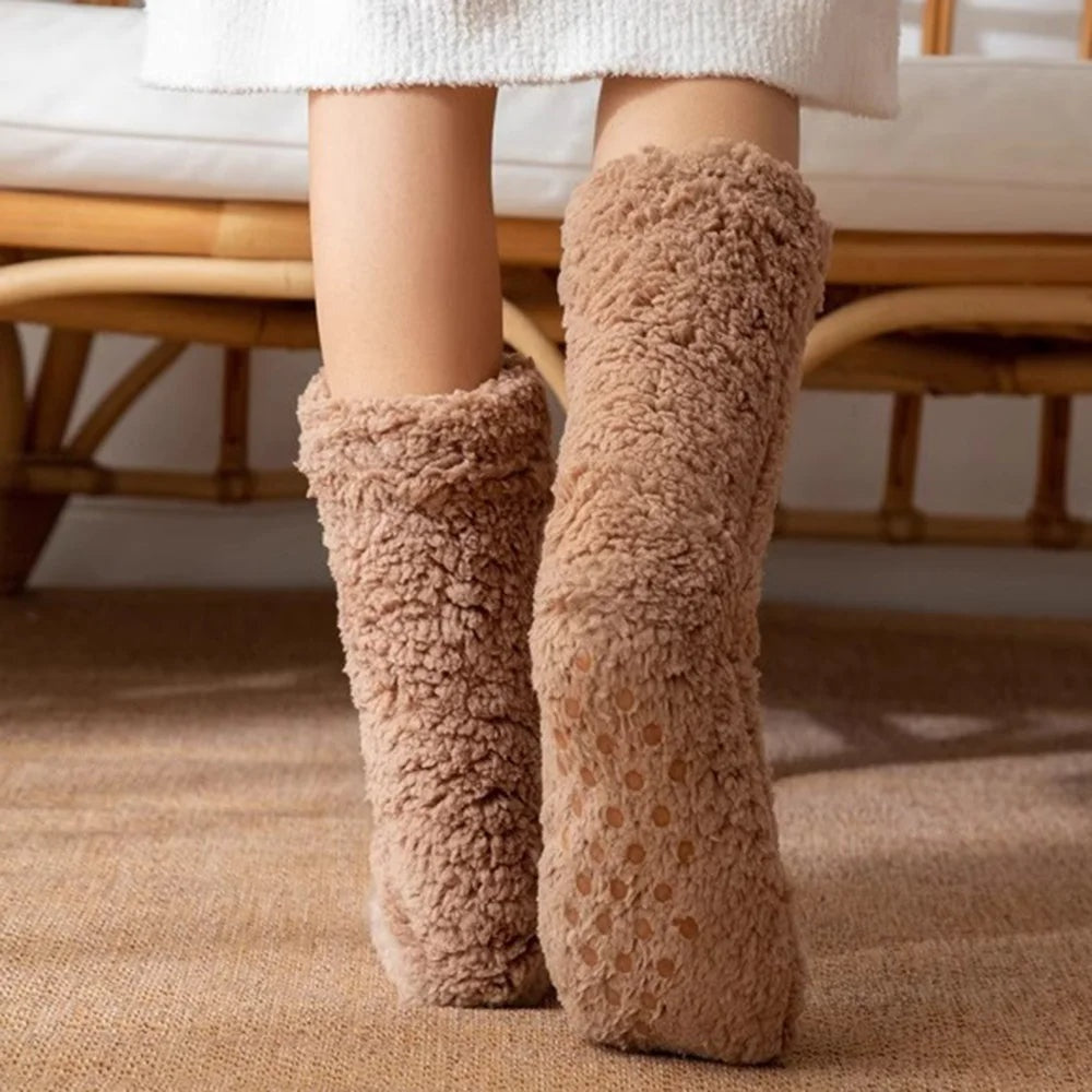 Zachte teddy pantoffelsokken dames – Elodie