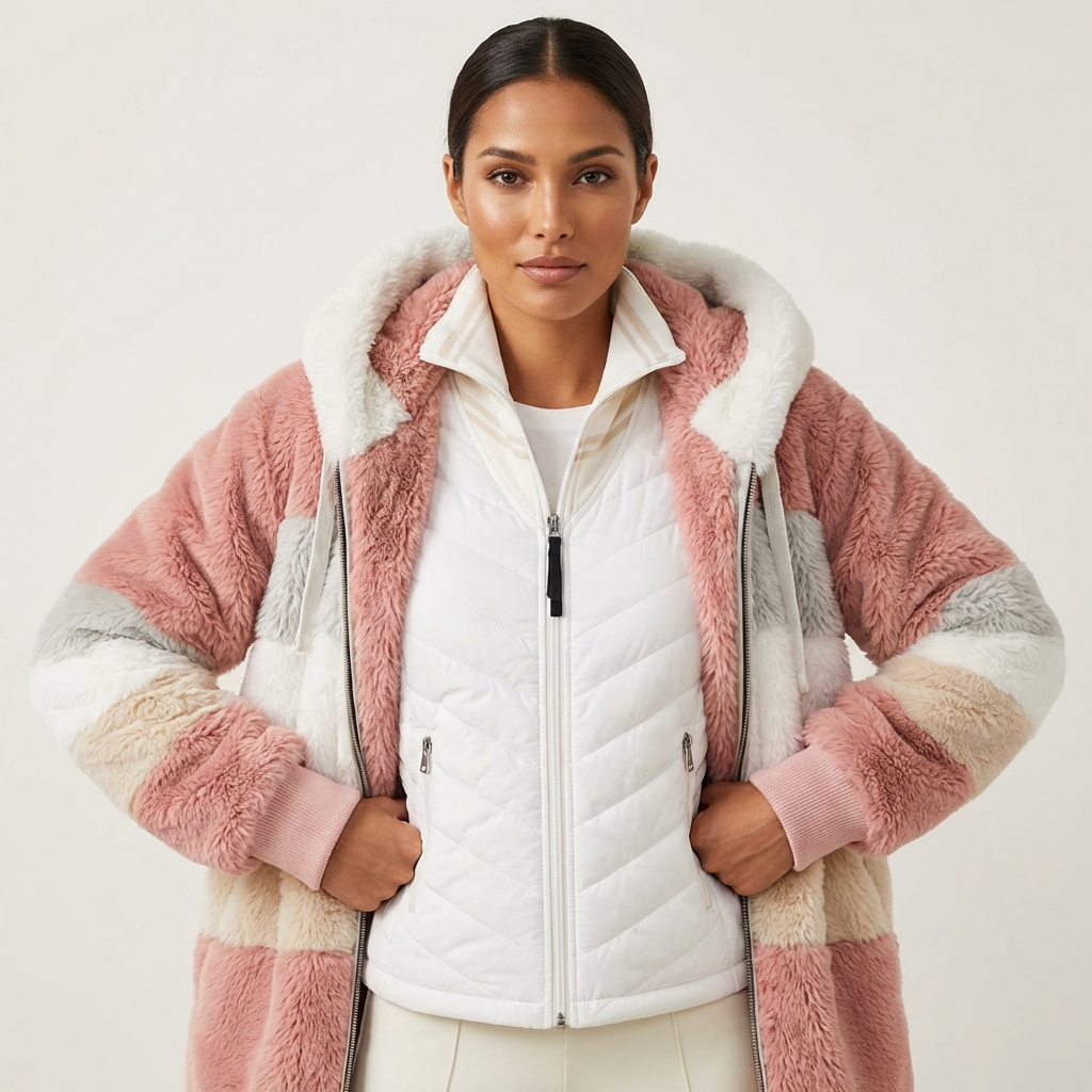 Zacht fluffy vest met capuchon voor dames - Farra