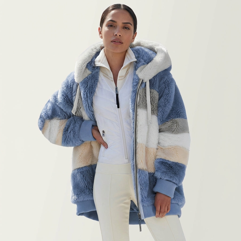 Zacht fluffy vest met capuchon voor dames - Farra