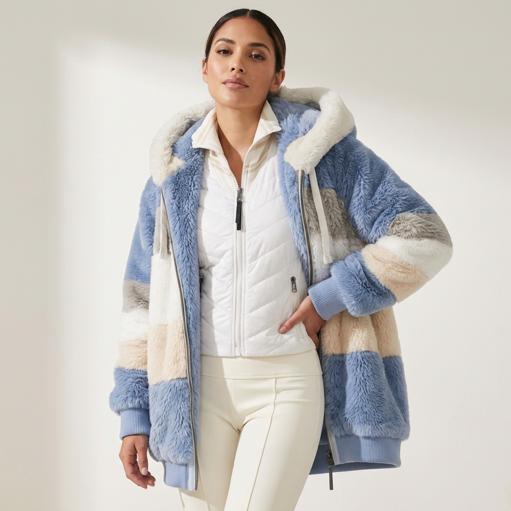 Zacht fluffy vest met capuchon voor dames - Farra