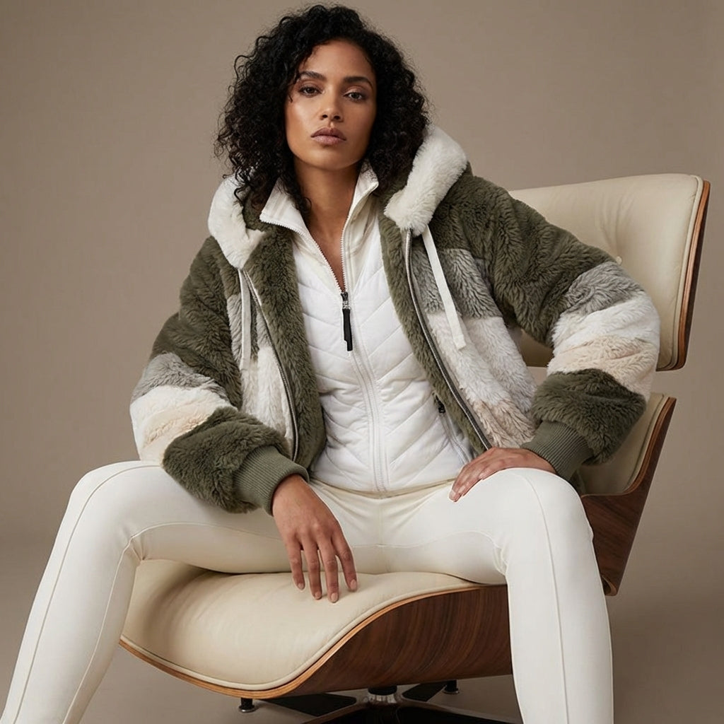 Zacht fluffy vest met capuchon voor dames - Farra