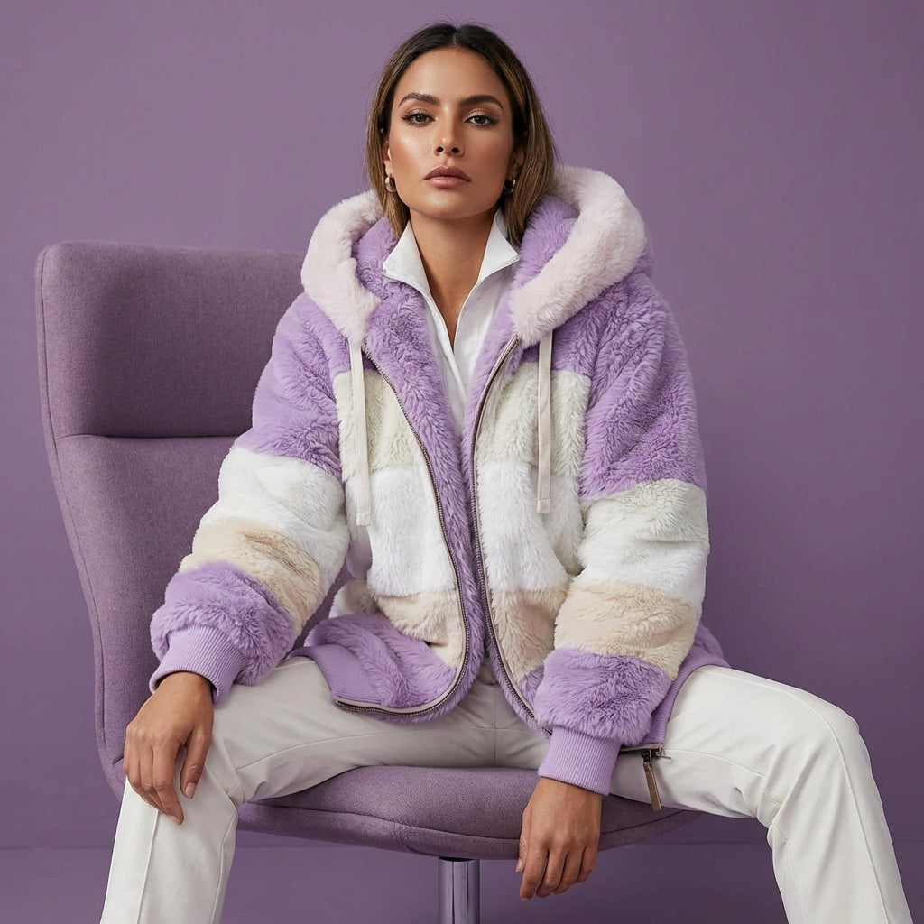 Zacht fluffy vest met capuchon voor dames - Farra