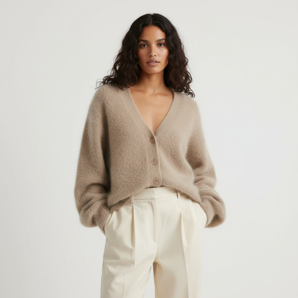 Zacht luxe gebreid damesvest met V-hals – Jennifer