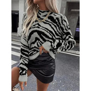 Zebra gebreide dames trui met statement print – Elara