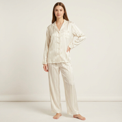 Zijdezachte gestreepte satijnen damespyjama