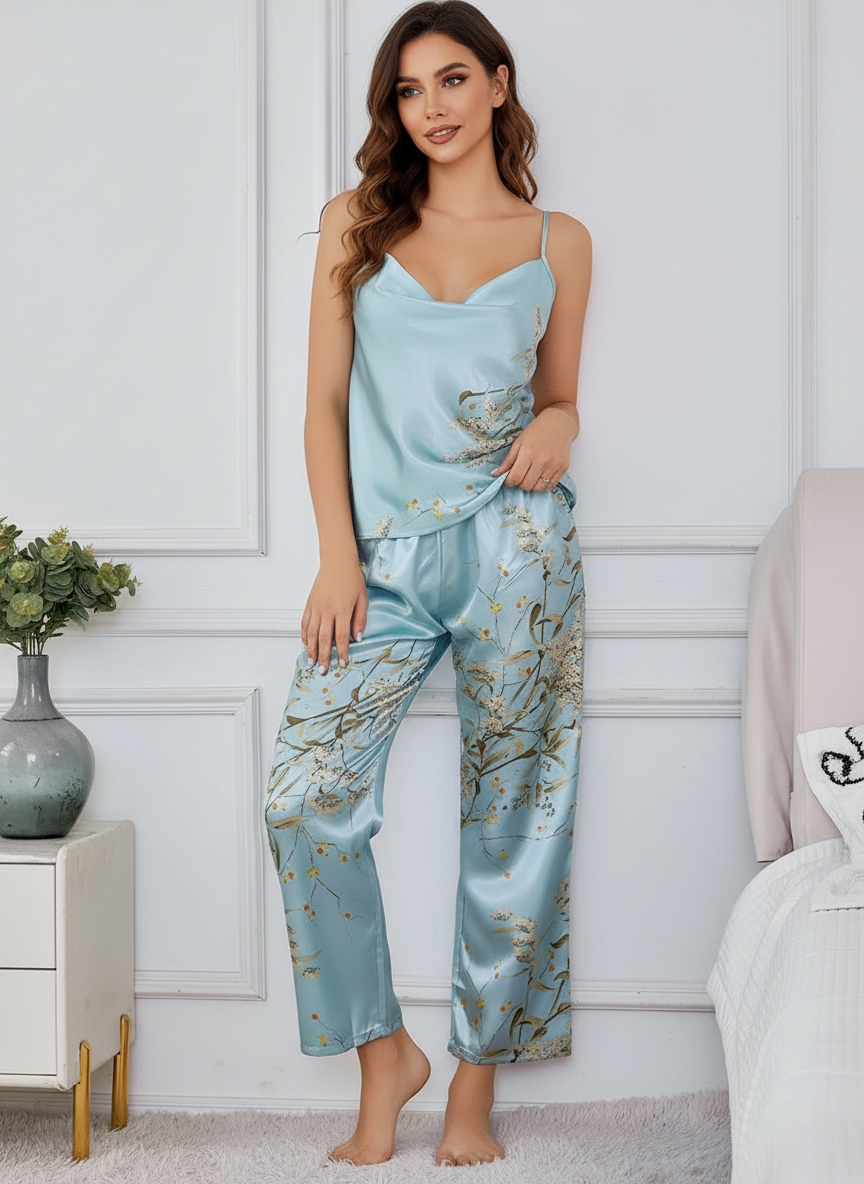Zijdezachte satijnen dames loungewear set – Fleur
