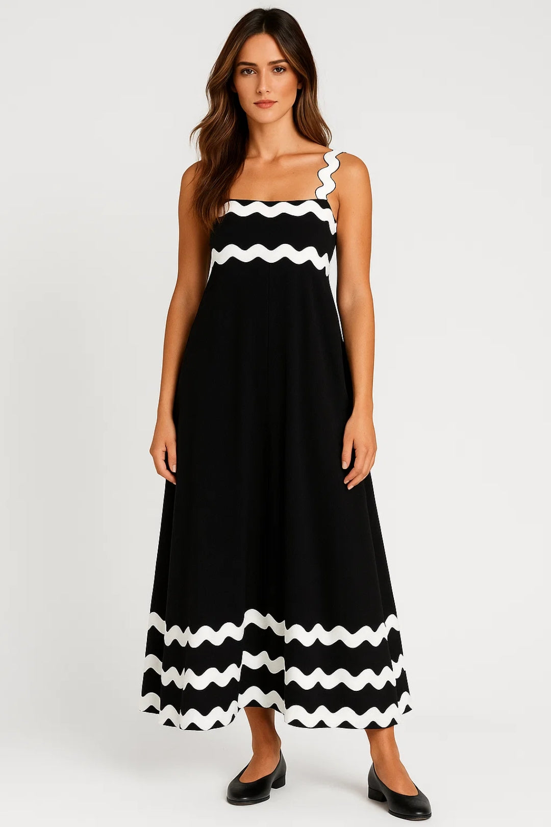 Zomerse maxi jurk met golfrand details - Mila