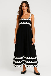 Zomerse maxi jurk met golfrand details - Mila