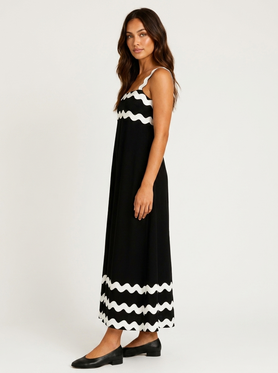 Zomerse maxi jurk met golfrand details - Mila