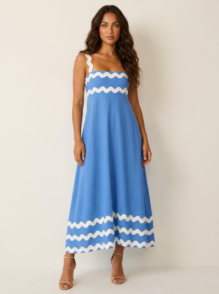 Zomerse maxi jurk met golfrand details - Mila