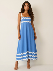 Zomerse maxi jurk met golfrand details - Mila