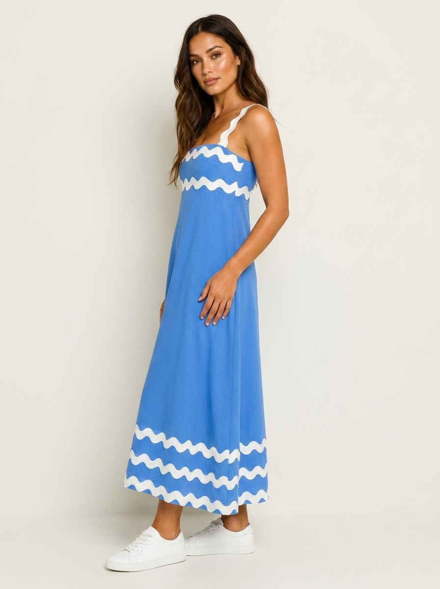 Zomerse maxi jurk met golfrand details - Mila