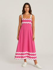 Zomerse maxi jurk met golfrand details - Mila