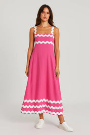 Zomerse maxi jurk met golfrand details - Mila