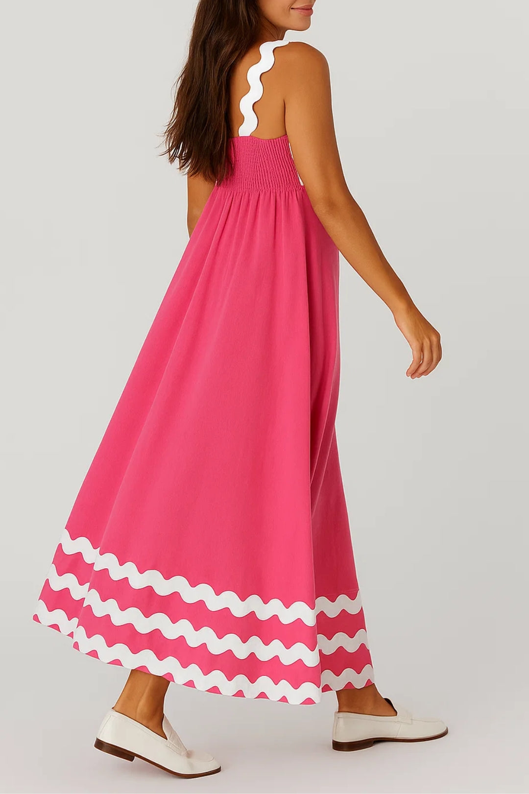 Zomerse maxi jurk met golfrand details - Mila