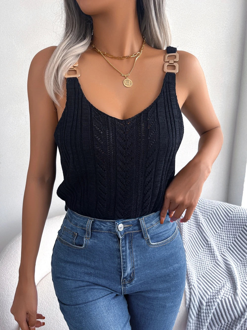 Zomertop met open knit – Aurelia