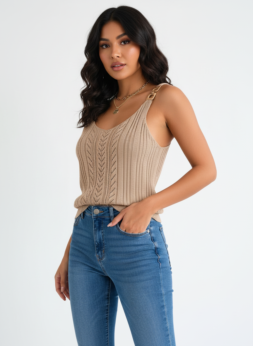 Zomertop met open knit – Aurelia