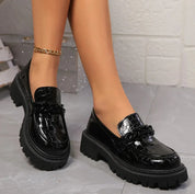 Zwarte croco platform loafers – Maëlle