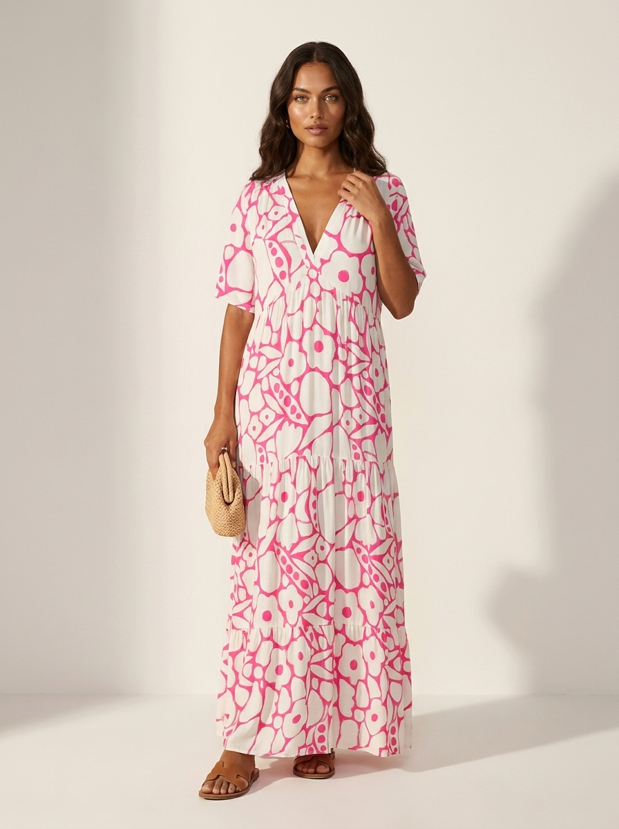 Luchtige maxi jurk met grafische print - Isla