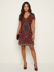 V-hals jurk met opvallende print - Jade