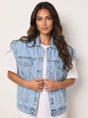 Denim gilet met stoere vintage look - Jade