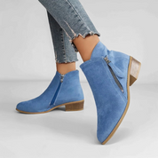 Leren enkellaarsjes met blokhak voor vrouwen