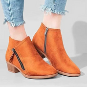 Leren enkellaarsjes met blokhak voor vrouwen