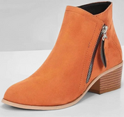 Leren enkellaarsjes met blokhak voor vrouwen