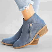 Leren enkellaarsjes met blokhak voor vrouwen