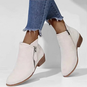 Leren enkellaarsjes met blokhak voor vrouwen