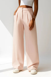 Dames Pantalon met Wijde Pijpen – Hoge Taille en Plooien